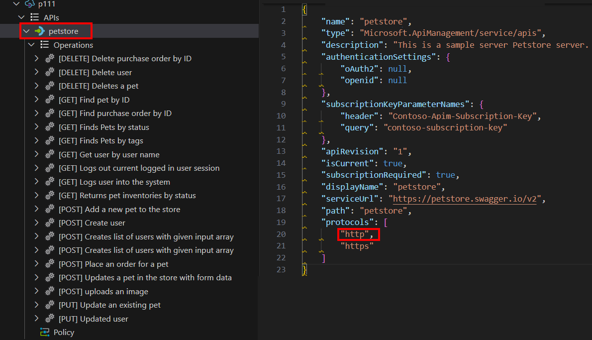 Schermopname van het bewerken van de JSON-beschrijving in Visual Studio Code.