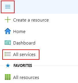 Schermopname van alle services in het menu van Azure Portal.