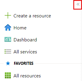 Schermopname van het menu Azure Portal in de gedokte modus.