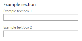 Schermopname van het element Microsoft.Common.Section UI met een kop en gegroepeerde elementen.