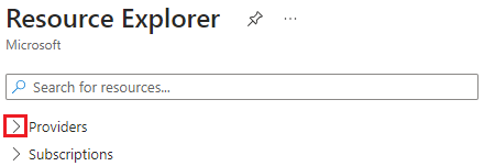 Schermopname van het uitbreiden van de sectie Providers in Azure Resource Explorer.