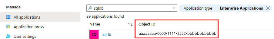 Screenshot shows where to find the Object ID for an enterprise application.