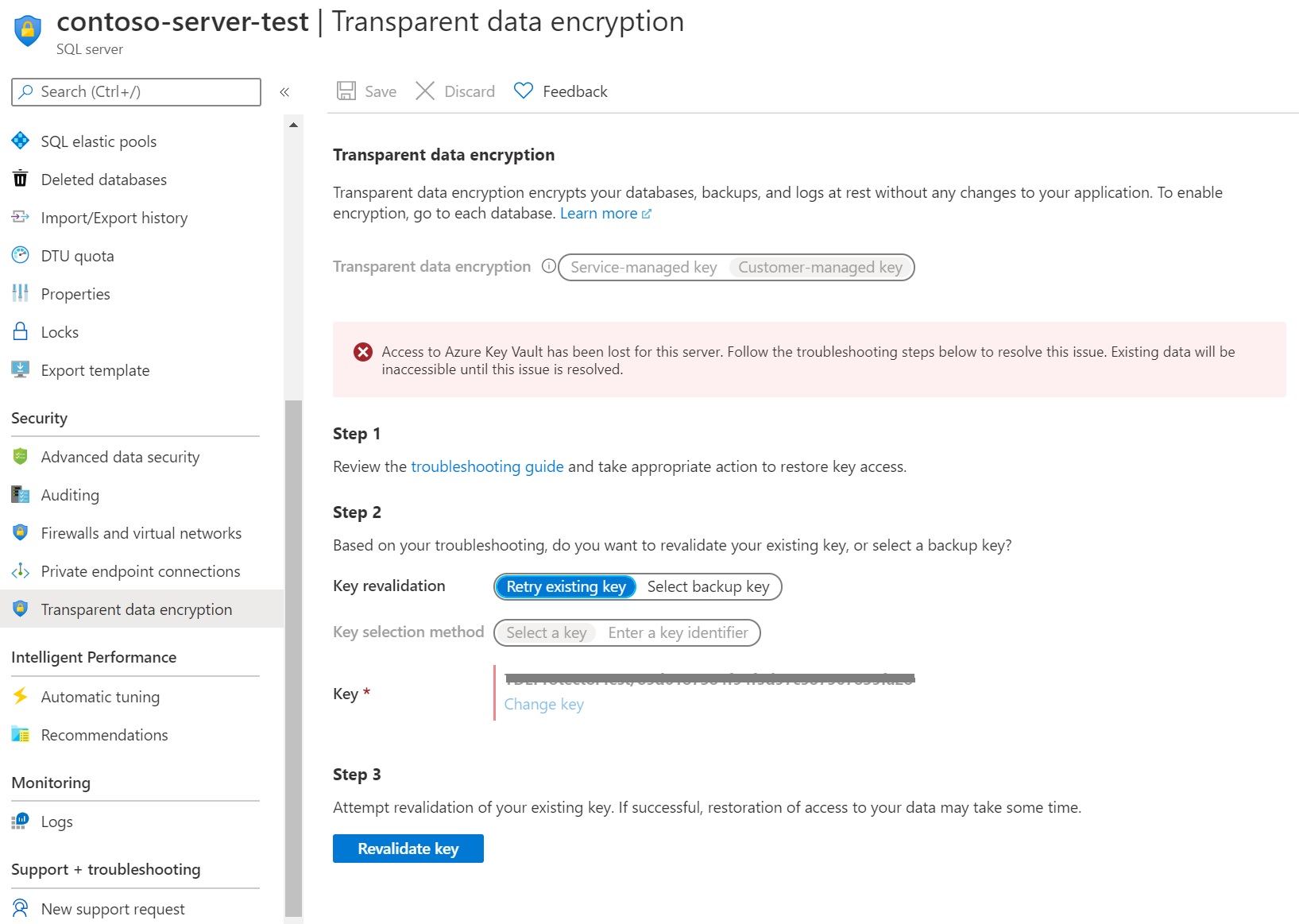 TDE BYOK Inaccessible Database