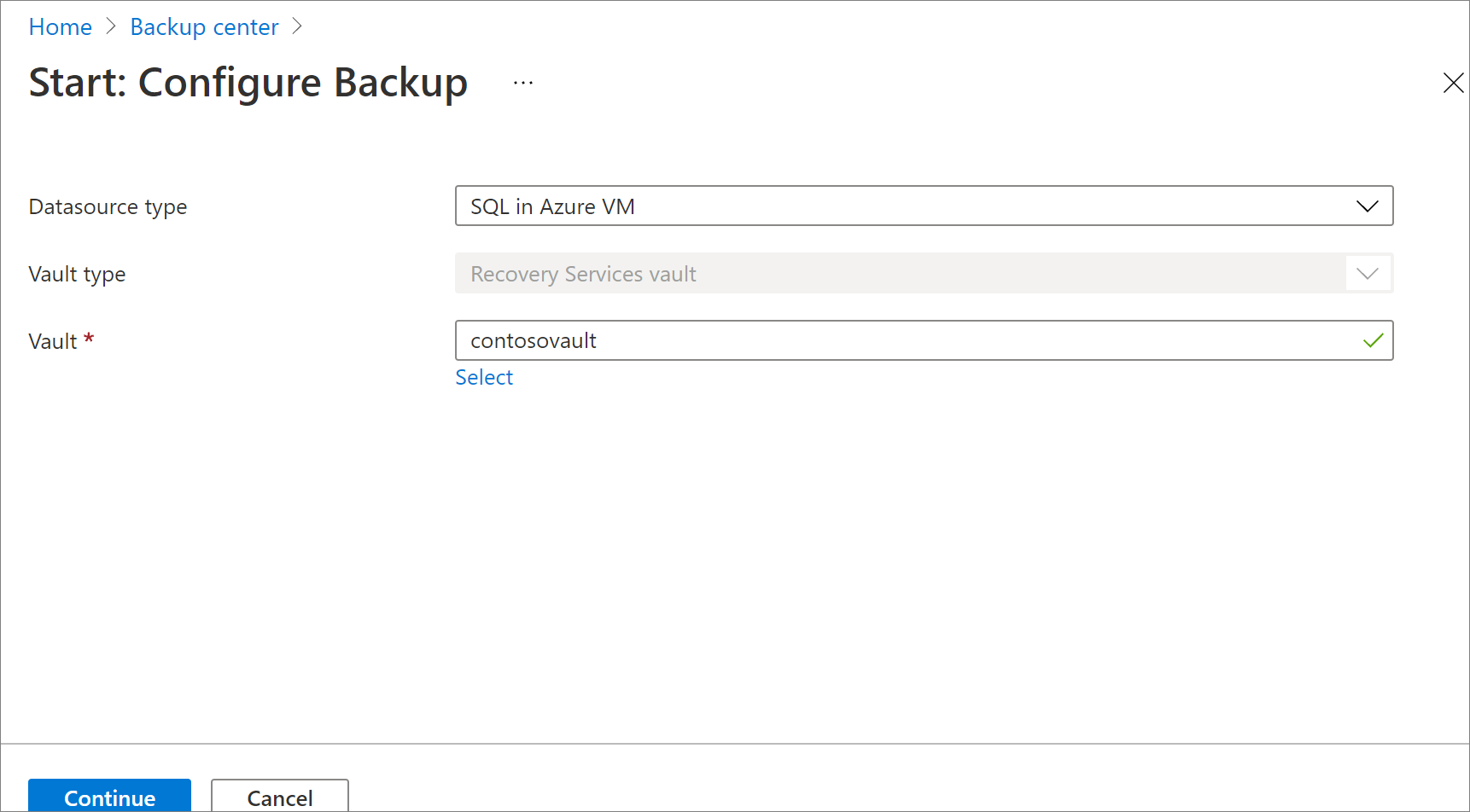 Schermopname waarin u Back-up selecteert om de databases weer te geven die worden uitgevoerd op een virtuele machine.