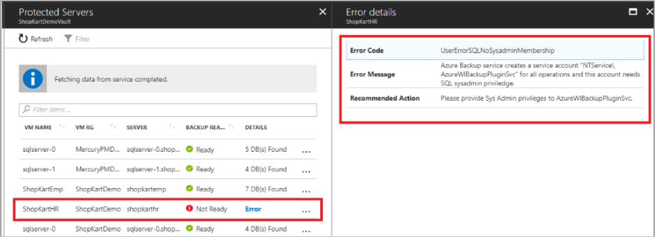 De VM en database selecteren