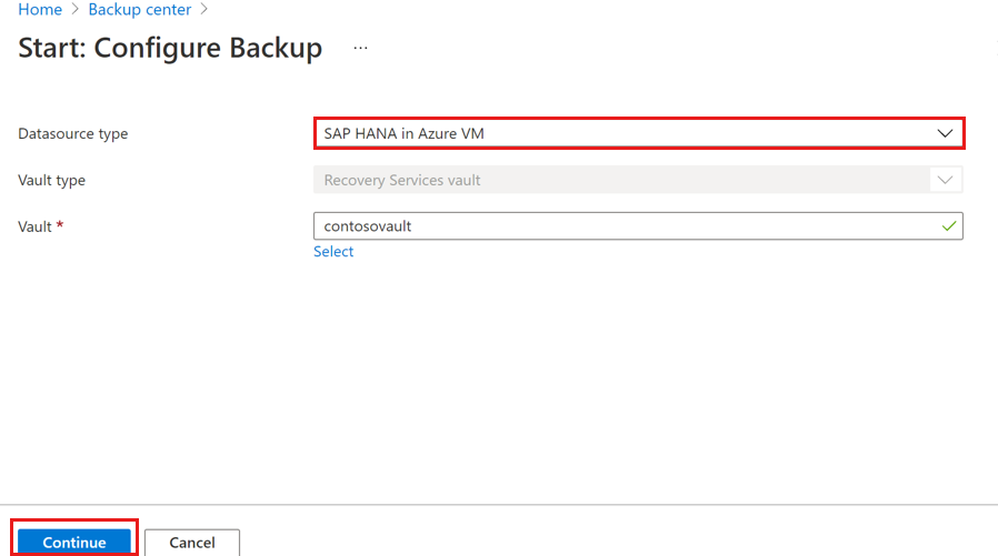 Schermopname van het configureren van een databaseback-up.