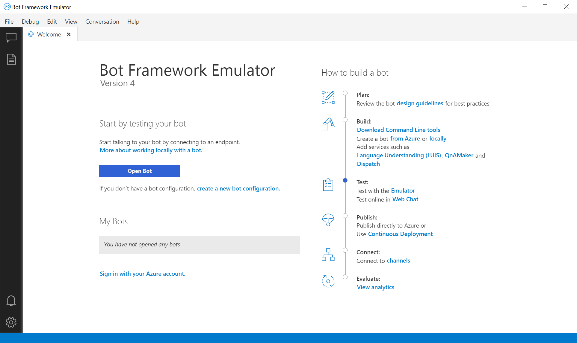 Opstartvenster van emulator