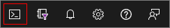 Schermopname die laat zien hoe u Azure Cloud Shell start in Azure Portal.