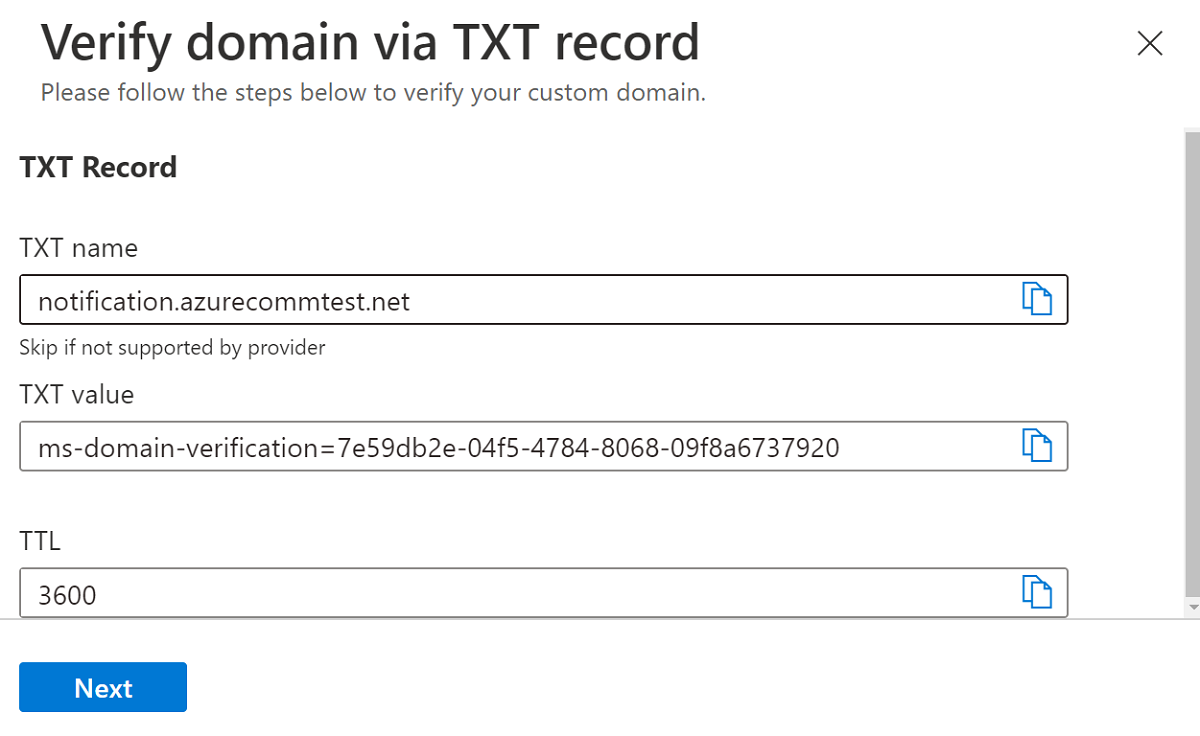 Schermopname van de koppeling Configureren waarop u moet klikken om het eigendom van het domein te verifiëren.