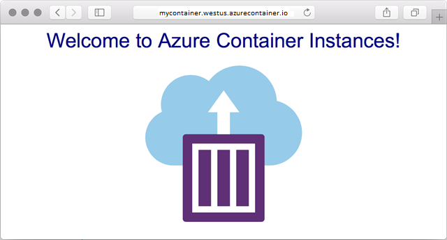 App die is geïmplementeerd met Azure Container Instances, weergegeven in de browser