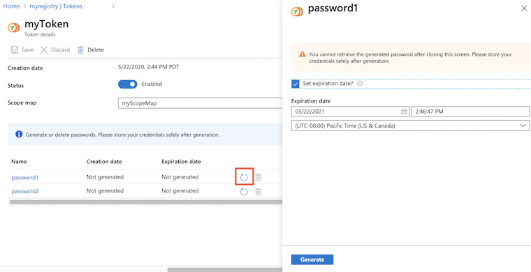 Tokenwachtwoord maken in de portal