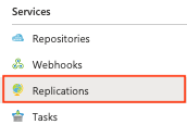 Replicaties in de containerregister-UI van Azure Portal