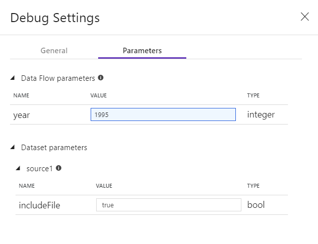 Parameters voor foutopsporingsinstellingen