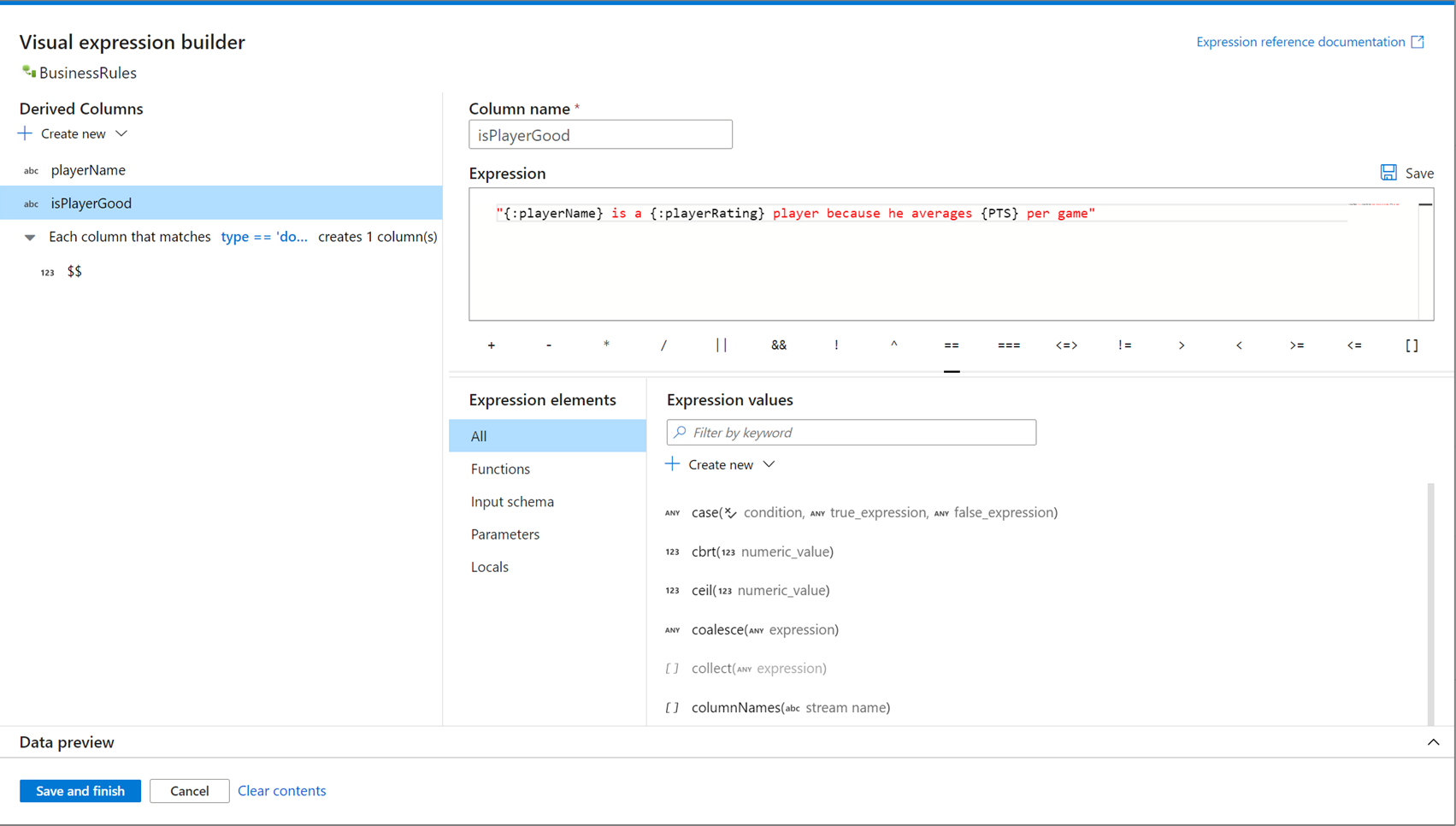 Opbouwfunctie voor expressies