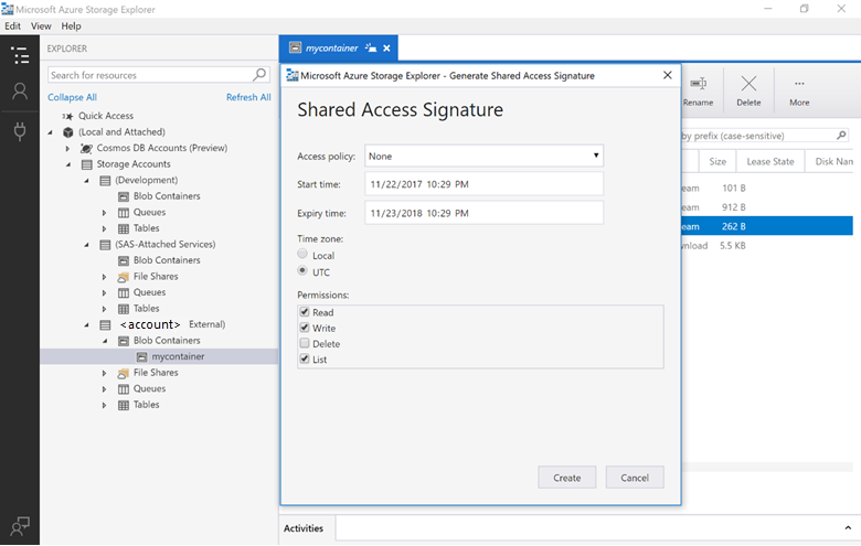 De Shared Access Signature voor de blobcontainer genereren