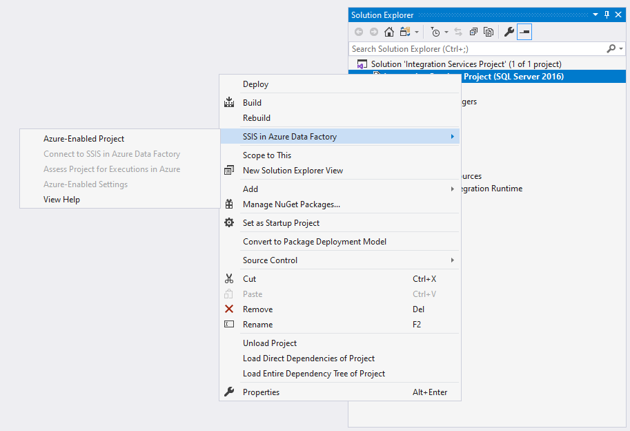 Bestaand SSIS-project in azure inschakelen