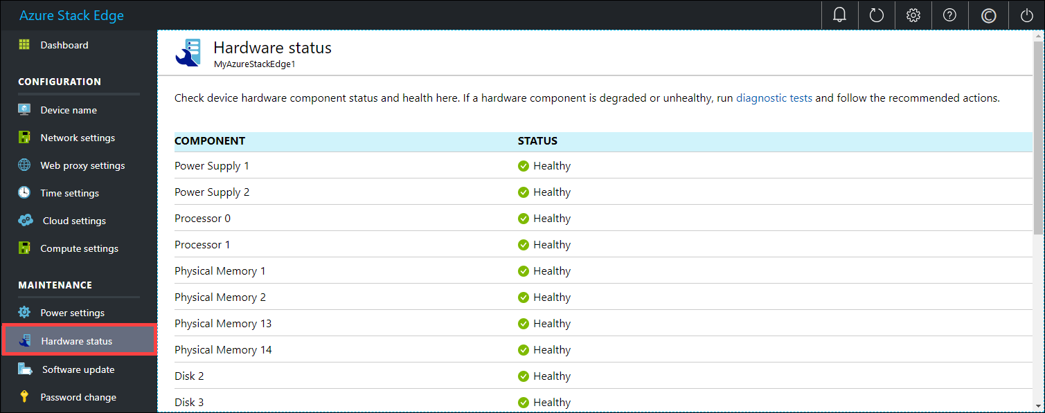 Hardwarestatus weergeven