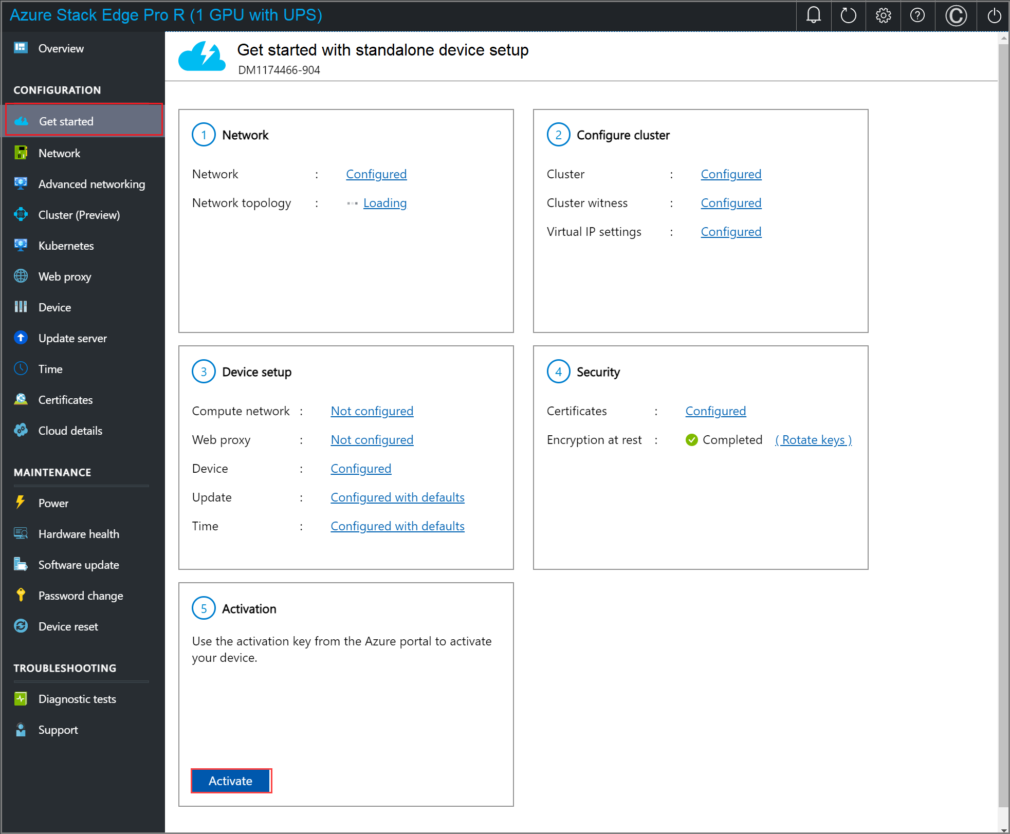 Pagina 1 'Clouddetails' van lokale webgebruikersinterface