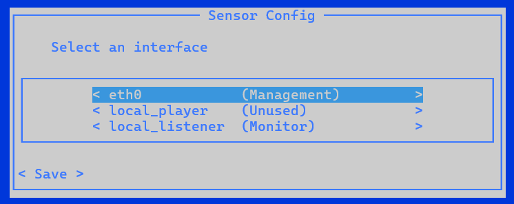 Schermopname van het scherm Monitorinterfaces selecteren.