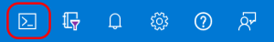 Een schermopname van Azure Portal met het Cloud Shell-pictogram.