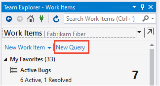 Schermopname van Werkitems, kies Nieuwe query.