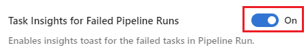 Schermopname van de instelling voor taakinzichten voor mislukte pijplijnuitvoeringen.