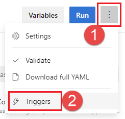 Schermopname van het menu Meer triggers.