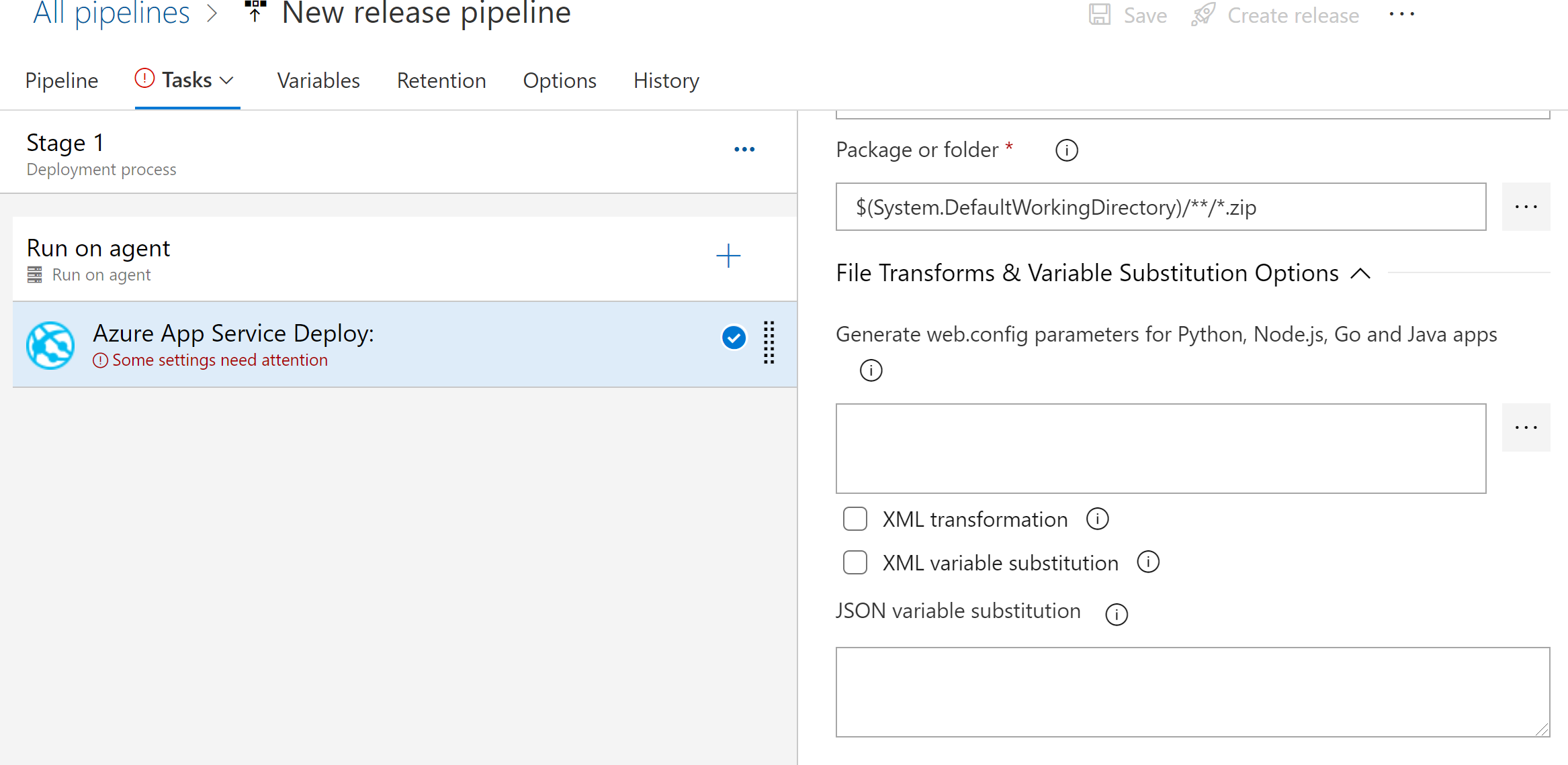 Schermopname van het dialoogvenster Parameters web.config genereren.