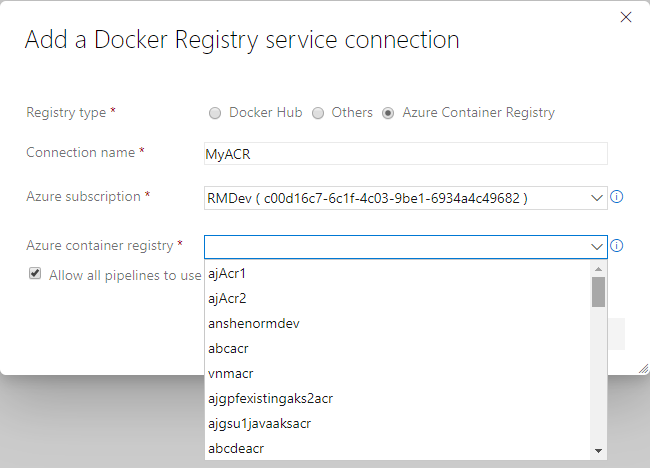 Voeg een Docker-serviceverbinding toe.