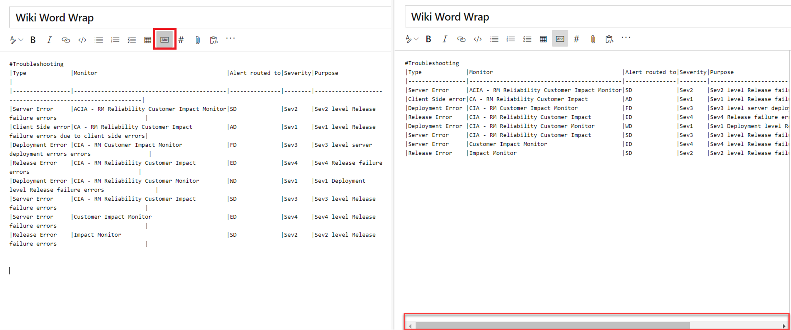 Tekstterugloop in-/uitschakelen voor uw editor.