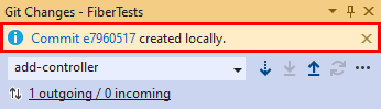 Schermopname van de koppeling doorvoergegevens naar het venster 'Git Changes' in Visual Studio.