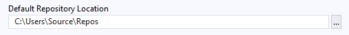 Schermopname van het standaardlocatieveld in Team Explorer in Visual Studio 2019.