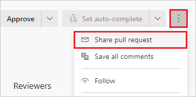 Schermopname van het selecteren van pull-aanvraag delen op de overzichtspagina van een P R.