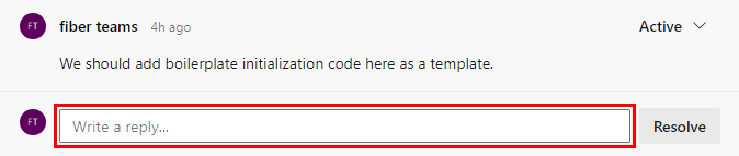 Schermopname die laat zien waar een P R-opmerking moet worden beantwoord.