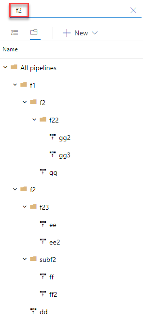 Screenshot showing release definitions stored in folders.