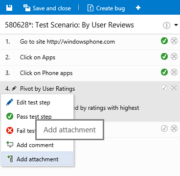 Test Step attachments