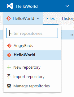 Repository selector drop-down