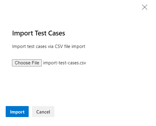 Schermopname van het dialoogvenster Testcases importeren.