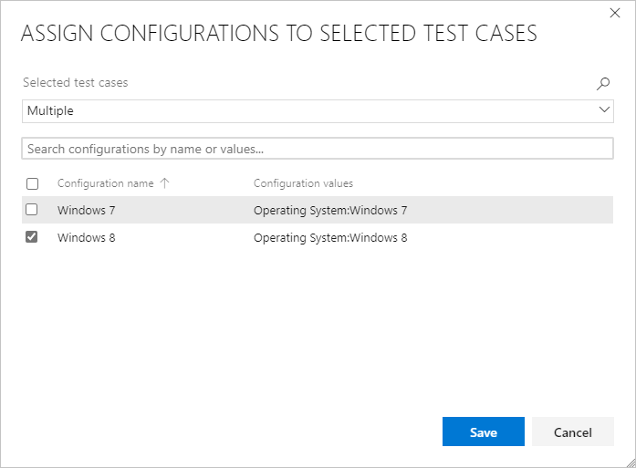 Schermopname van het instellen van configuraties voor een testcase.