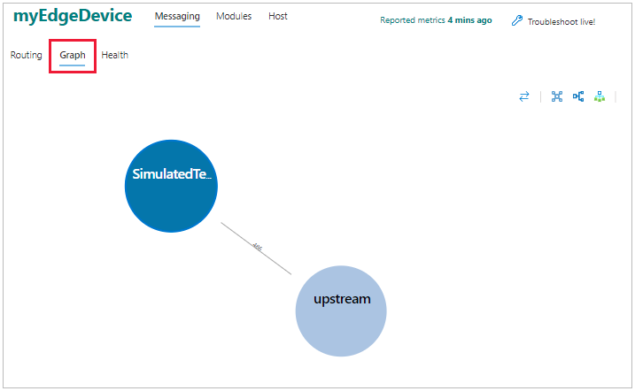 Selecteer de grafiekweergave om een interactieve grafiek van de apparaatroutes weer te geven.