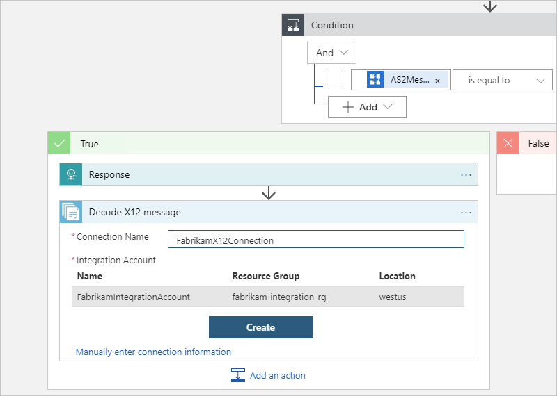 Schermopname van multitenant designer en verbinding met integratieaccount.