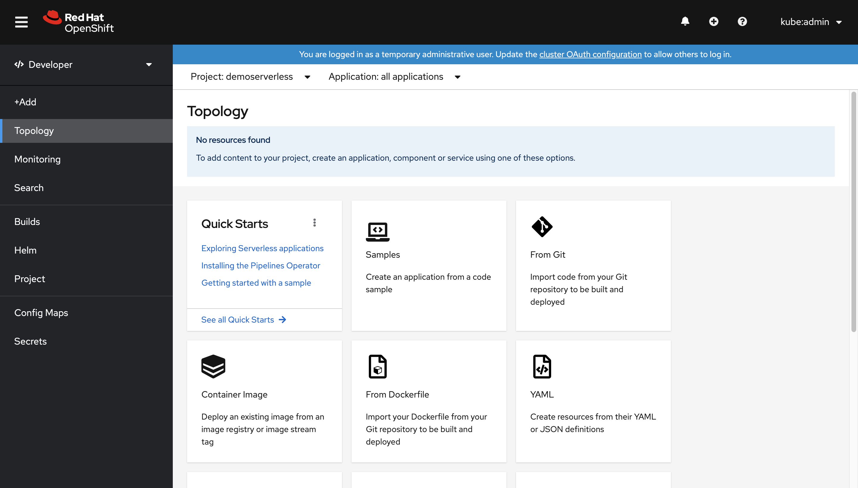 A screenshot that shows Azure Red Hat OpenShift project topology.