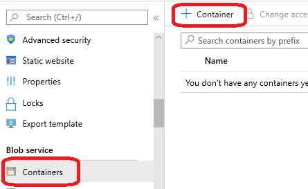 Azure: Containers toevoegen