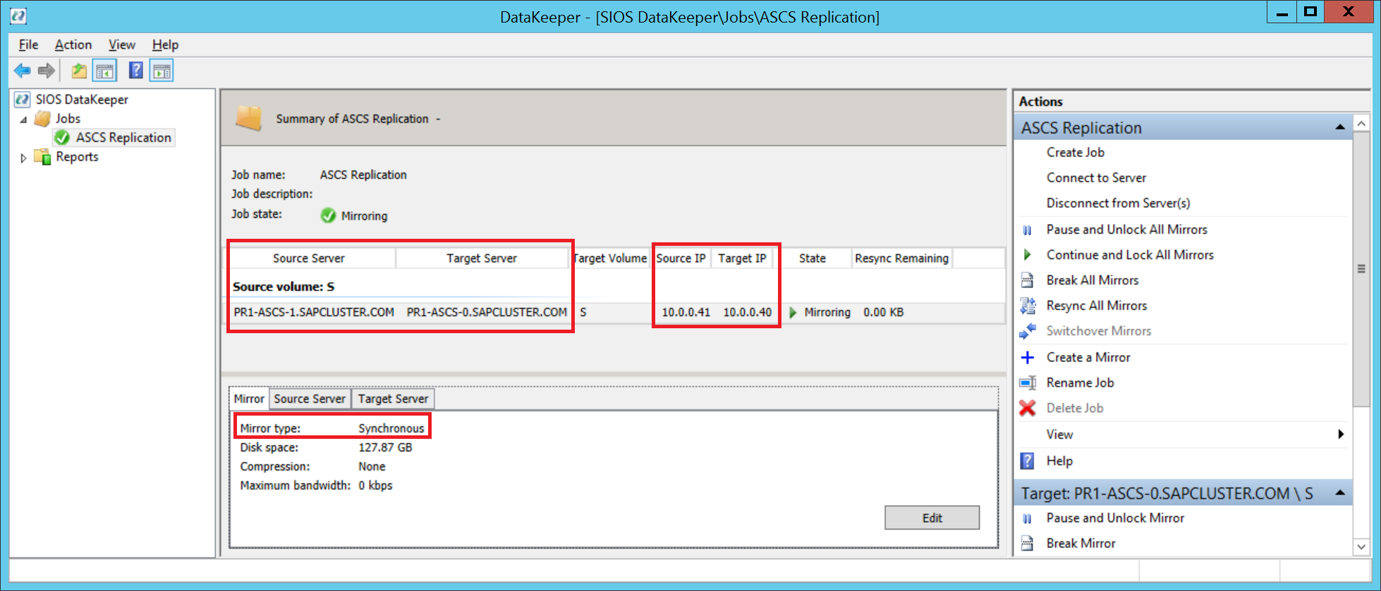 Afbeelding 9: SIOS DataKeeper repliceert het lokale volume van clusterknooppunt B naar clusterknooppunt A