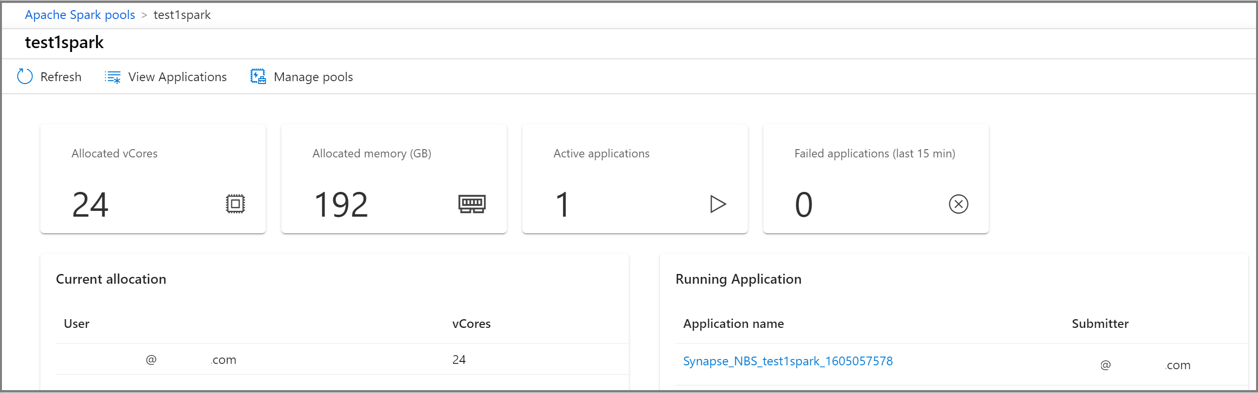 Details van Apache Spark-pool