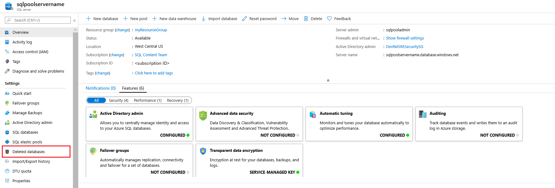 Verwijderde databases