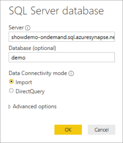 Selecteer database op het eindpunt.