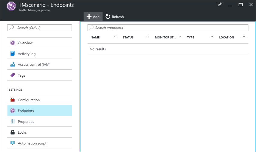 Knop Toevoegen voor Traffic Manager-eindpunten