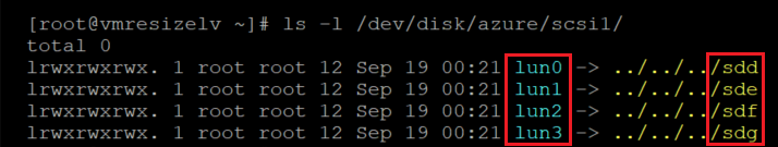 Schermopname van de code die versleutelde schijven identificeert met de resultaten gemarkeerd.