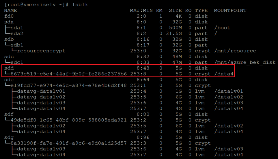 Schermopname van de code die de crypt-laag controleert met het resultaat gemarkeerd.